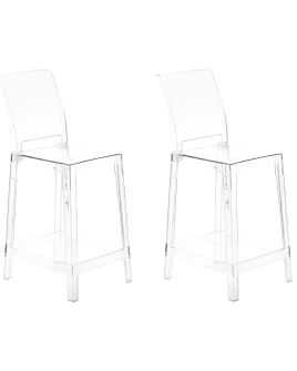 Set of 2 Bar Chairs Transparent WELLINGTON