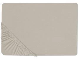 Cotton Fitted Sheet 140 x 200 cm Taupe JANBU