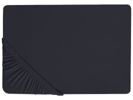 Cotton Fitted Sheet 160 x 200 cm Black JANBU