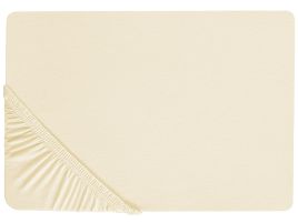 Cotton Fitted Sheet 90 x 200 cm Beige JANBU