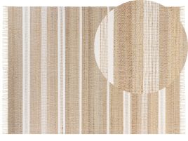 Jute Area Rug 160x230cm Beige and White
