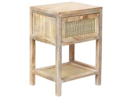 Bedside Table - BARNET 1 Drawer Nightstand Light Wood 35cm