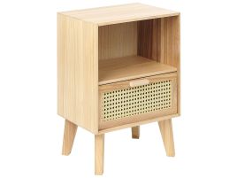 Bedside Table - BARNET 1 Drawer Nightstand Light Wood 40cm