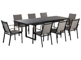 8 Seater Aluminium Garden Dining Set Black VALCANETTO/BUSSETO