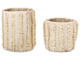 Set of 2 Cotton Baskets Beige