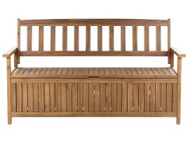 Acacia Wood Garden Bench with Storage 160 cm Light SOVANA