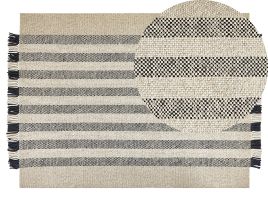 Wool Area Rug 140x200cm Off - White and Black