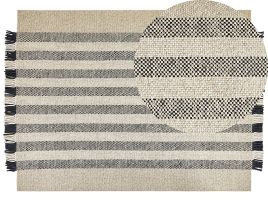 Wool Area Rug 160x230cm Off - White and Black