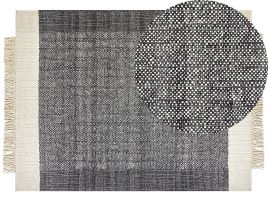 Wool Area Rug 160x230cm Black and Off - White