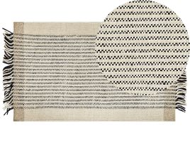 Wool Area Rug 80x150cm Beige and Black