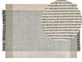 Wool Area Rug 140x200cm Beige and Black