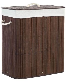 Bamboo Basket with Lid Dark Wood KANDY