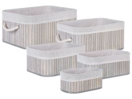 Set of 5 Bamboo Baskets Grey TALPE