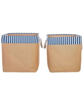 Set of 2 Fabric Baskets Beige