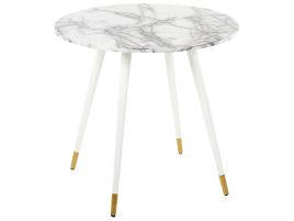 Round Dining Table âŒ€ 80 cm Marble Effect and White GUTIERE