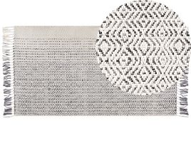 Wool Area Rug 80x150cm White and Grey