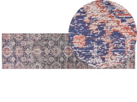 Cotton Runner Rug 80x300cm Blue and Red
