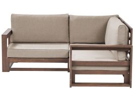 2 Seater Certified Acacia Wood Garden Corner Sofa Dark TIMOR II