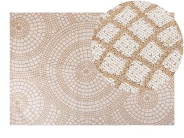 Jute Area Rug 160x230cm Beige and White