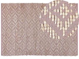 Cotton Area Rug 160x230cm Beige and Pink