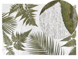 Cotton Area Rug Leaves Motif 140x200cm Green