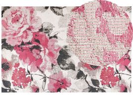 Cotton Area Rug Floral Motif 200x300cm Pink