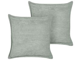 Set of 2 Corduroy Cushions 43x43cm Light Green