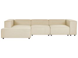 Right Hand 3 Seater Modular Linen Corner Sofa Beige APRICA