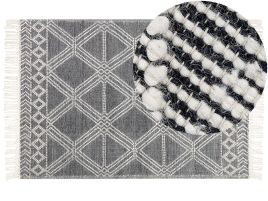 Wool Area Rug 160x230cm Grey and Off - White