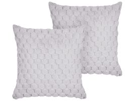 Set of 2 Faux Fur Cushions 43x43cm Light Grey