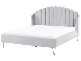 Velvet EU Super King Size Bed Grey AMBILLOU