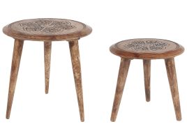 Set of 2 Mango Wood Side Tables Dark TURUA