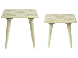 Set of 2 Mango Wood Side Tables Green BELIDHA