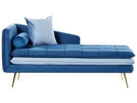 Left Hand Velvet Chaise Lounge Blue GONESSE