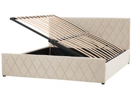 Velvet EU Super King Size Ottoman Bed Beige ROCHEFORT
