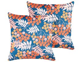 Set of 2 Velvet Cushions 45x45cm Multicolour