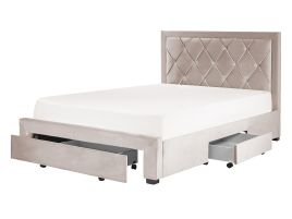 Velvet EU Double Bed with Storage Beige LIEVIN