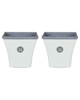 Set of 2 Plant Pots 32 x 32 x 31 cm White ELATEIA