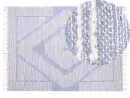 Cotton Area Rug 140x200cm Blue and White