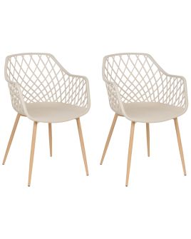 Set of 2 Dining Chairs Beige NASHUA