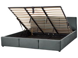 Velvet EU Super King Size Ottoman Bed Dark Grey BOUSSE