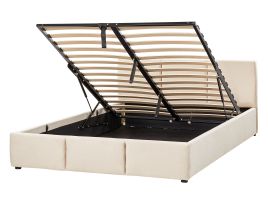 Velvet EU Double Size Ottoman Bed Light Beige BOUSSE
