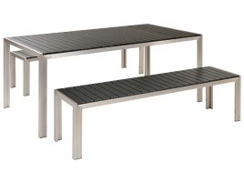 6 Seater Aluminium Garden Dining Set Black NARDO
