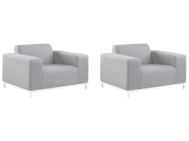 Set of 2 Garden Armchairs Light Grey with White ROVIGO