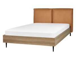 Faux Leather EU Double Size Bed Golden Brown LIMANTON