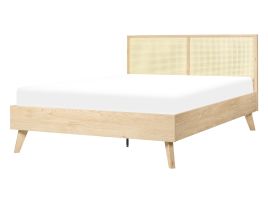 Rattan EU Double Bed Light Wood MONPAZIER
