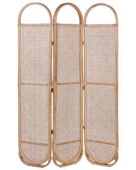Folding Rattan 3 Panel Room Divider 118 x 180 cm Natural CORTONA
