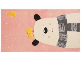 Cotton Kids Rug Bear Print 80x150cm Multicolour