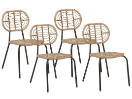 Set of 4 PE Rattan Chairs Natural PRATELLO