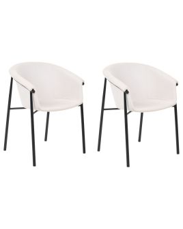 Set of 2 Fabric Dining Chairs Beige AMES